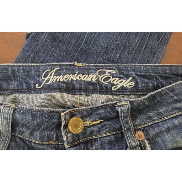 American Eagle Skinny 77 Distressed Jeans Womens Size 6 Long Stretch Denim - Picture 7 of 9